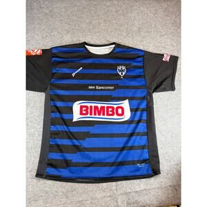 Bimbo Rayados Monterrey Football Soccer Jersey Mens XL Black Blue Coca Cola